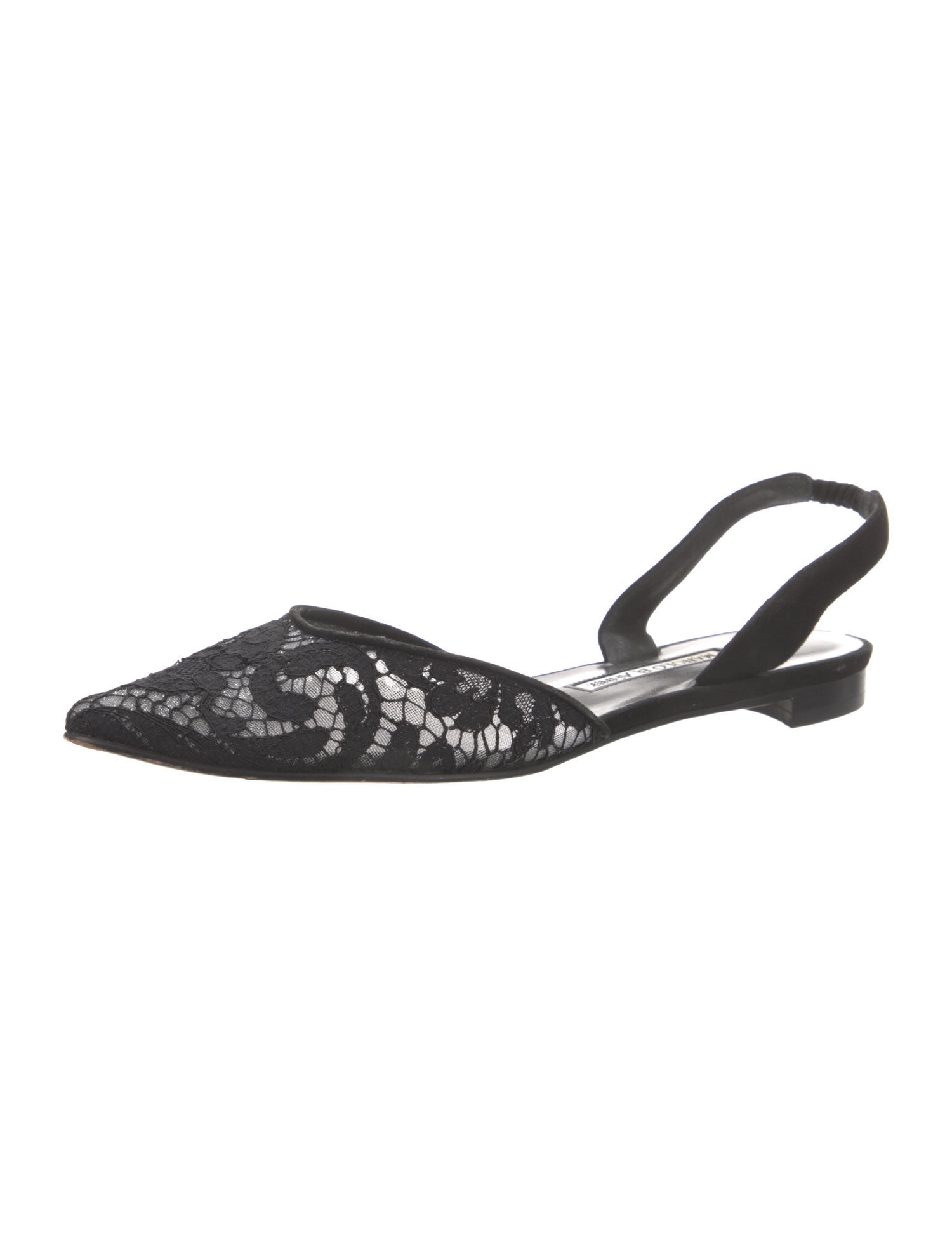 Manolo Blahnik Lace Lace Pattern Slingback Flats