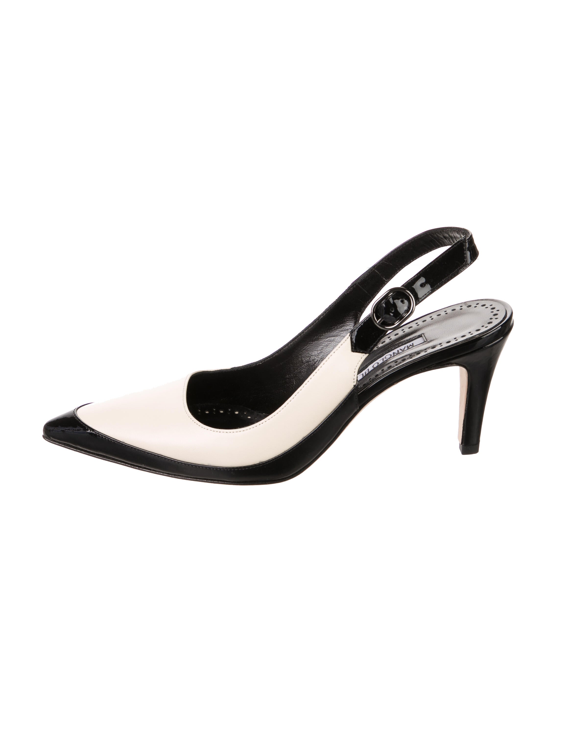 Manolo Blahnik Patent Leather Colorblock Pattern Slingback Pumps