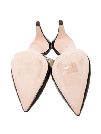 Manolo Blahnik Patent Leather Colorblock Pattern Slingback Pumps