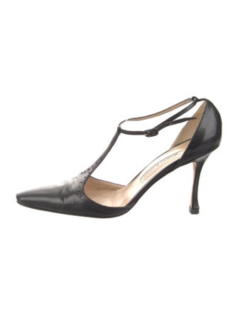 Manolo Blahnik Leather T-Strap Pumps