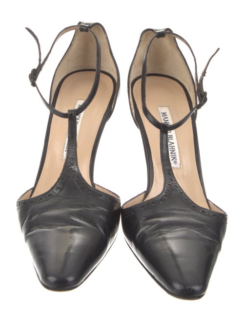 Manolo Blahnik Leather T-Strap Pumps