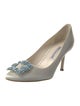 Manolo Blahnik Satin Crystal Embellishments Pumps