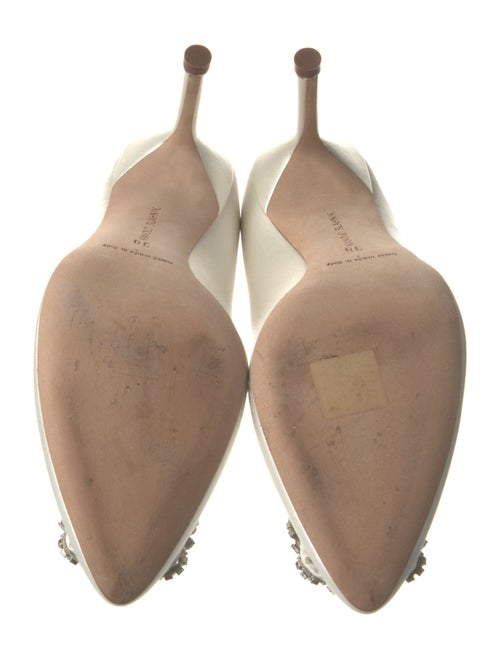 Manolo Blahnik Satin Crystal Embellishments Pumps