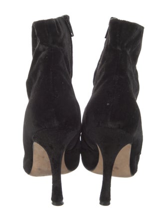 Manolo Blahnik Velvet Crystal Embellishments Lace-Up Boots