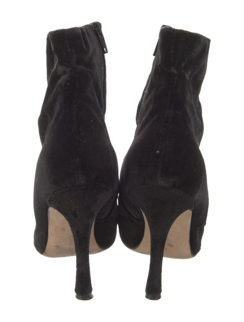 Manolo Blahnik Velvet Crystal Embellishments Lace-Up Boots