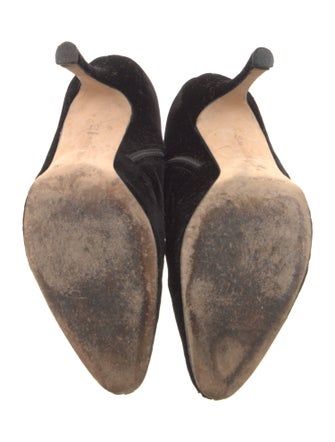 Manolo Blahnik Velvet Crystal Embellishments Lace-Up Boots