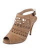 Manolo Blahnik Suede Lasercut Accents Slingback Sandals