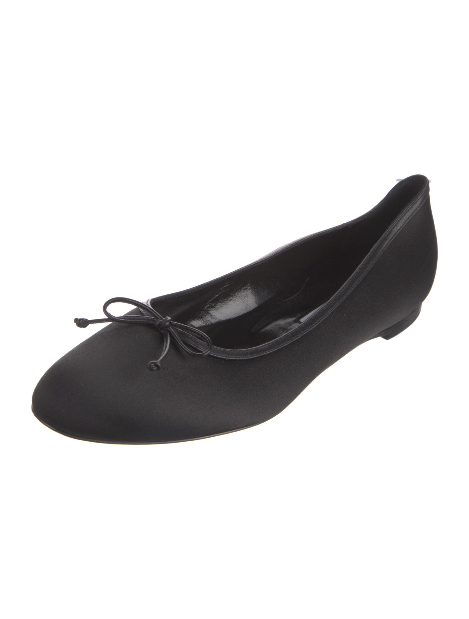 Manolo Blahnik Satin Bow Accents Ballet Flats