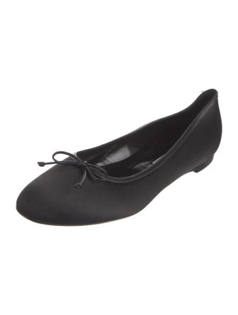 Manolo Blahnik Satin Bow Accents Ballet Flats