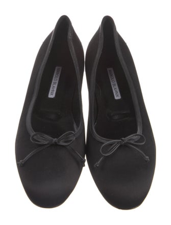 Manolo Blahnik Satin Bow Accents Ballet Flats