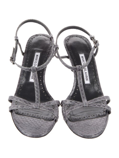 Manolo Blahnik Snakeskin T-Strap Sandals