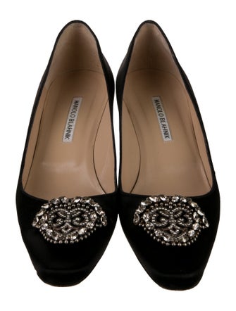 Manolo Blahnik Satin Crystal Embellishments Pumps