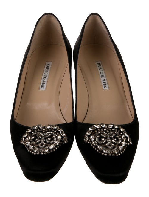 Manolo Blahnik Satin Crystal Embellishments Pumps