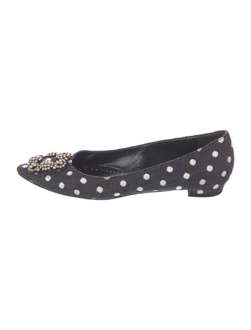 Manolo Blahnik Denim Polka Dot Print Flats