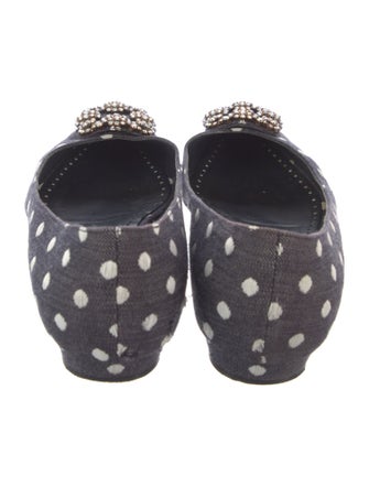 Manolo Blahnik Denim Polka Dot Print Flats