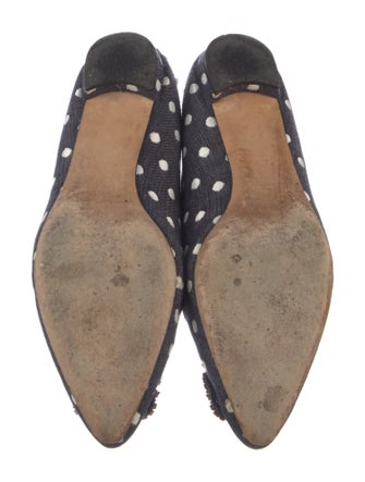 Manolo Blahnik Denim Polka Dot Print Flats