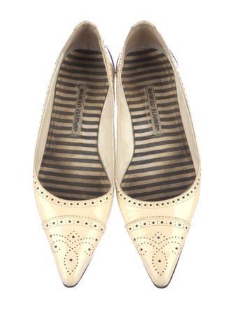 Manolo Blahnik Patent Leather Lasercut Accents Flats