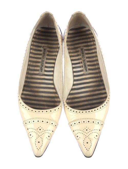 Manolo Blahnik Patent Leather Lasercut Accents Flats