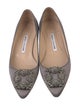 Manolo Blahnik Satin Crystal Embellishments Flats