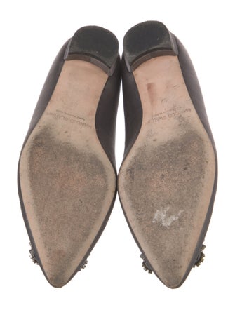 Manolo Blahnik Satin Crystal Embellishments Flats