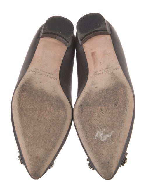 Manolo Blahnik Satin Crystal Embellishments Flats