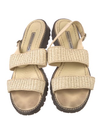 Manolo Blahnik Raffia Slingback Sandals