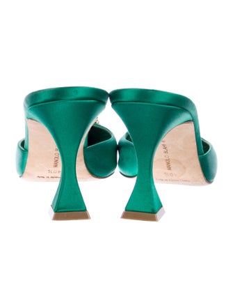 Manolo Blahnik Satin Crystal Embellishments Slides