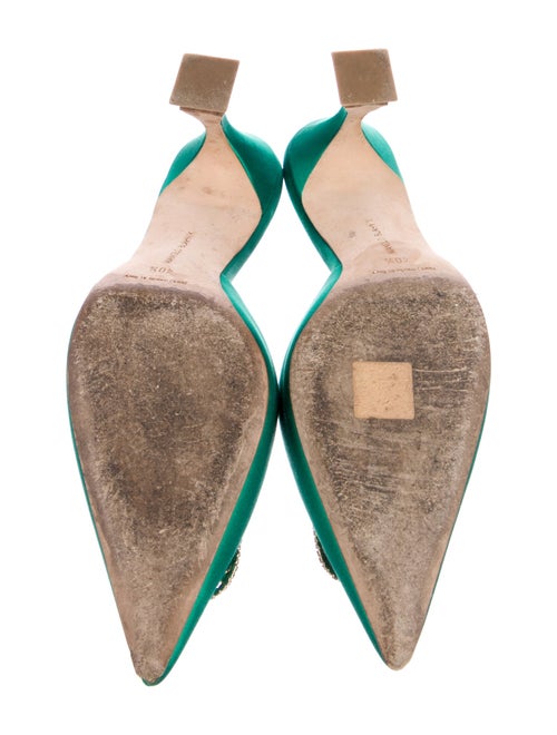 Manolo Blahnik Satin Crystal Embellishments Slides