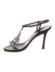 Manolo Blahnik Suede Crystal Embellishments T-Strap Sandals