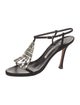 Manolo Blahnik Suede Crystal Embellishments T-Strap Sandals
