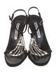 Manolo Blahnik Suede Crystal Embellishments T-Strap Sandals