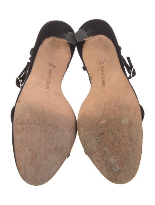 Manolo Blahnik Suede Crystal Embellishments T-Strap Sandals