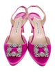 Manolo Blahnik Satin Crystal Embellishments Slingback Pumps