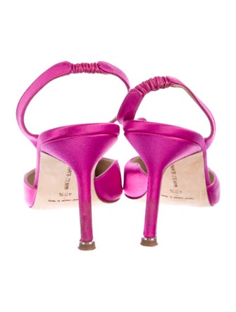 Manolo Blahnik Satin Crystal Embellishments Slingback Pumps