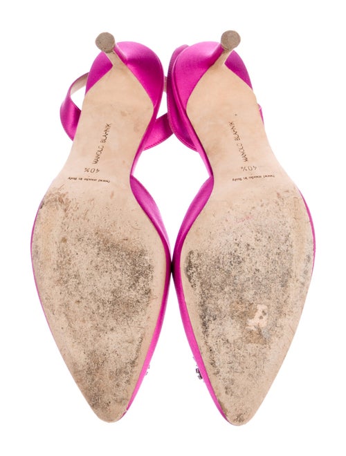 Manolo Blahnik Satin Crystal Embellishments Slingback Pumps