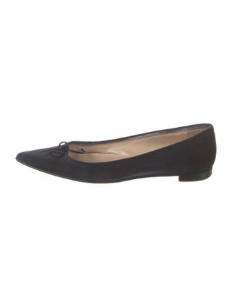 Manolo Blahnik Suede Bow Accents Ballet Flats