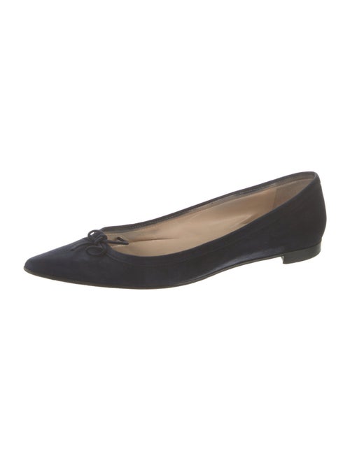 Manolo Blahnik Suede Bow Accents Ballet Flats