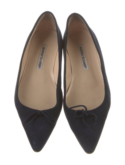 Manolo Blahnik Suede Bow Accents Ballet Flats