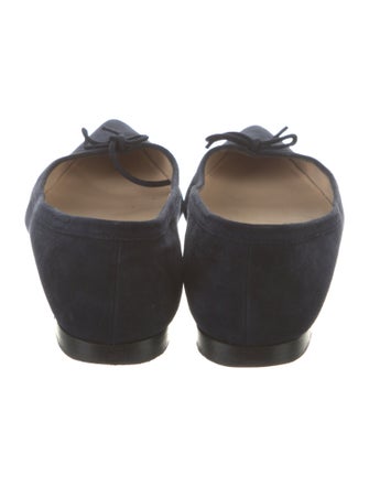 Manolo Blahnik Suede Bow Accents Ballet Flats