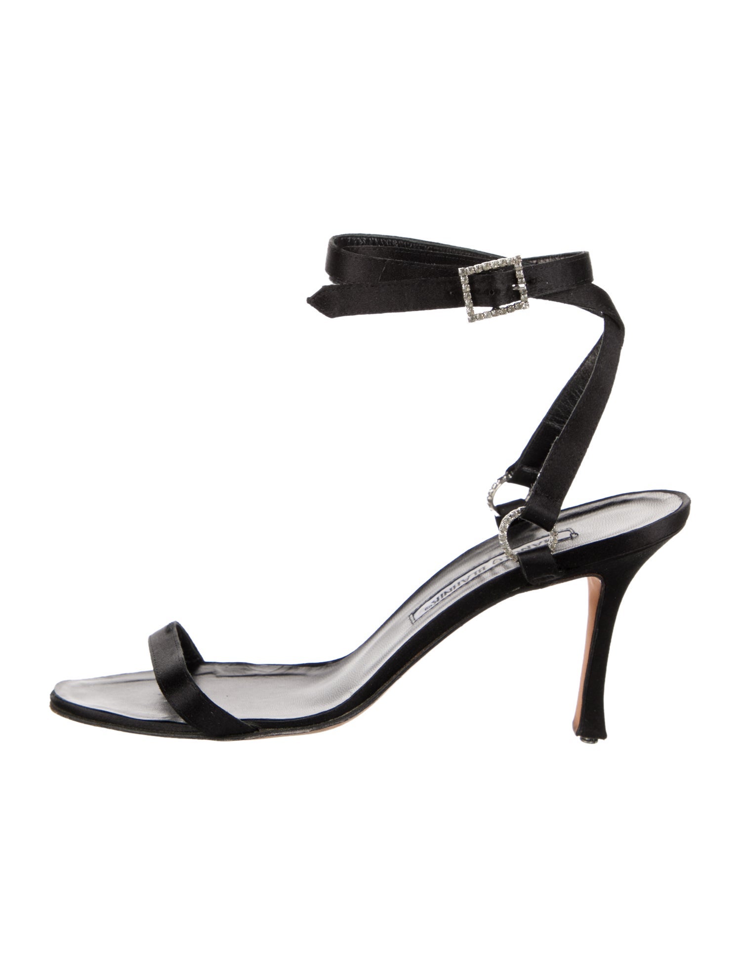 Manolo Blahnik Satin Crystal Embellishments Sandals