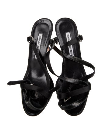 Manolo Blahnik Satin Crystal Embellishments Sandals