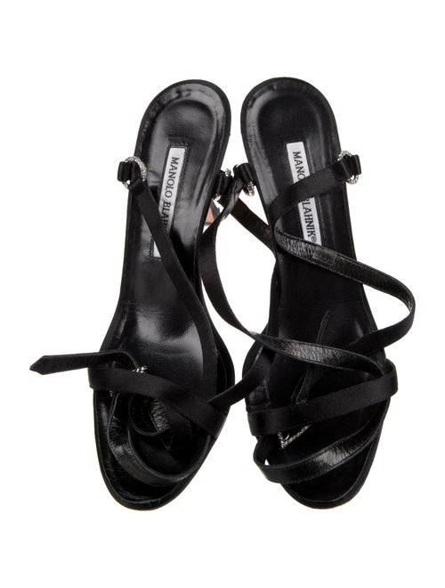Manolo Blahnik Satin Crystal Embellishments Sandals