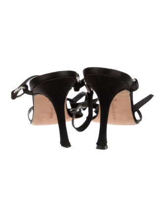 Manolo Blahnik Satin Crystal Embellishments Sandals