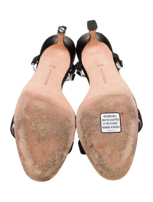 Manolo Blahnik Satin Crystal Embellishments Sandals