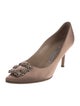 Manolo Blahnik Satin Crystal Embellishments Pumps