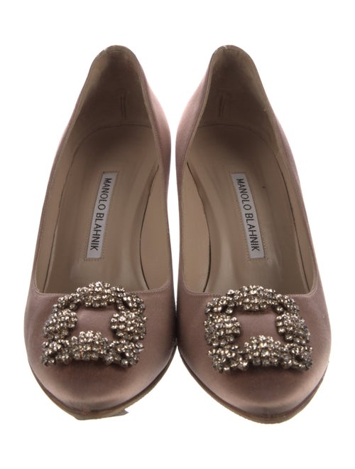 Manolo Blahnik Satin Crystal Embellishments Pumps