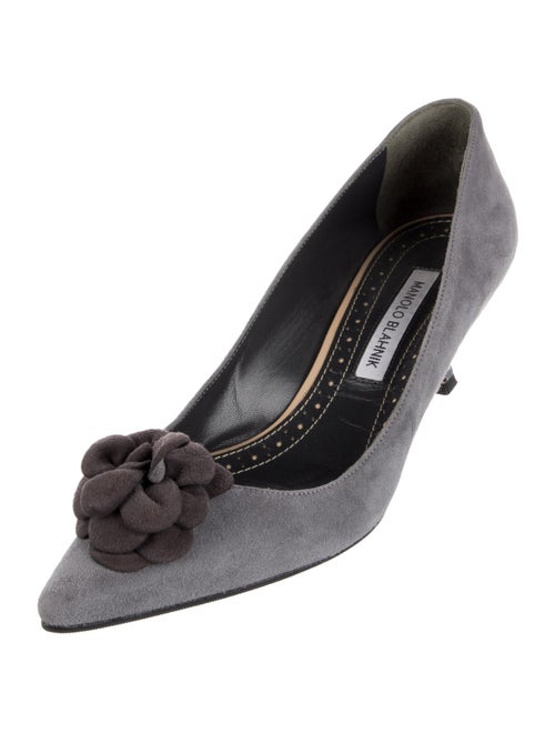 Manolo Blahnik Suede Bow Accents Pumps