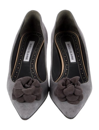 Manolo Blahnik Suede Bow Accents Pumps