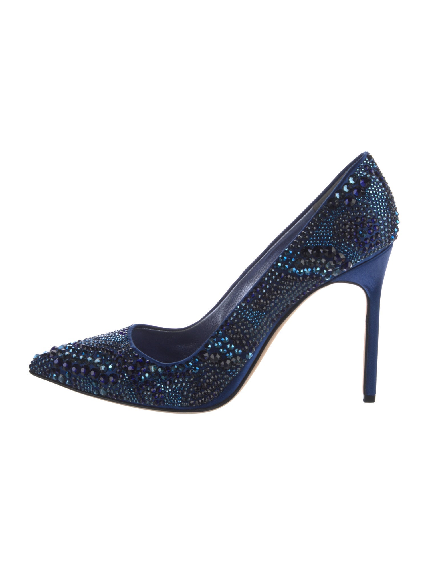 Manolo Blahnik Satin Crystal Embellishments Pumps