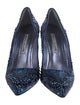 Manolo Blahnik Satin Crystal Embellishments Pumps